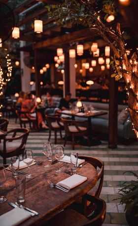 A dinner table in a restaurant