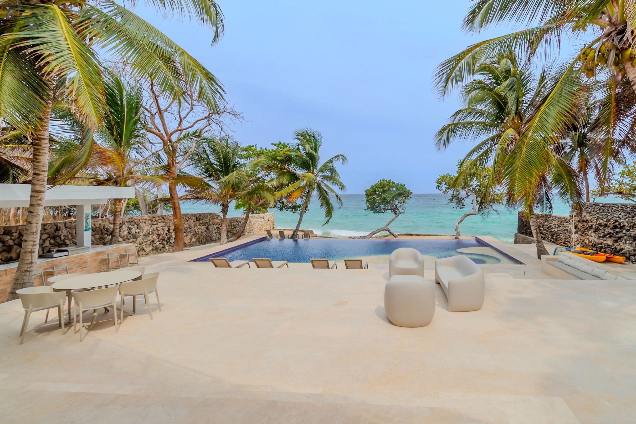 Casa Roca outdoor oceanfront lounge in Cartagena